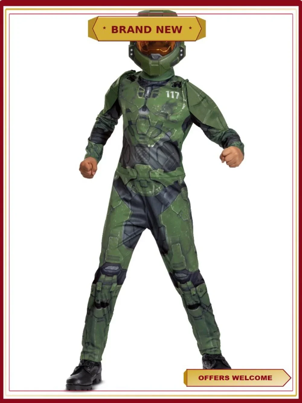 Halo Master Chief Boys Costume Jumpsuit with Mask Size S